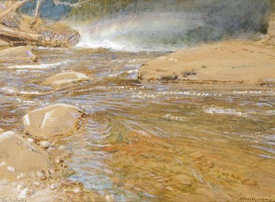 The Rapids/ Above the Waterfall (akvarel a tělová barva na papíře) od Albert Goodwin