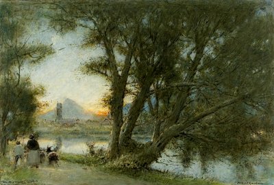 Vesnice…, kolem 1860-1932 (olej, pero a inkoust na palubě) od Albert Goodwin