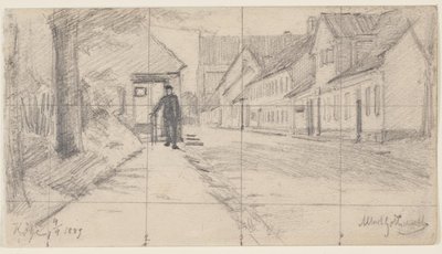 Ulice v Køge s chodícím mužem od Albert Gottschalk