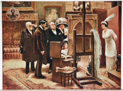 Umění. Výtvarné umění. Malíř ukazuje svůj výtvor. Pohlednice Alfreda Guillauma, Francie, kolem roku 1920 (pohlednice) od Albert Guillaume