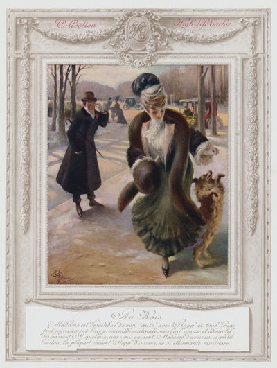 Belle Epoque Paris, módní dáma v Bois de Boulogne (barva litho) od Albert Guillaume