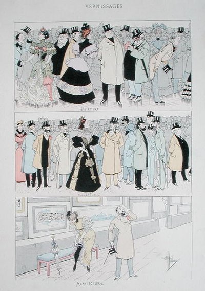 Otevření galerie, cca 1900 (barevné lito) od Albert Guillaume