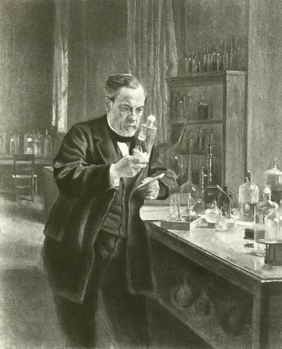 Dr Louis Pasteur ve své laboratoři (hlubotisk) od Albert Gustaf Aristides Edelfelt