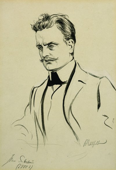 Portrét skladatele Jeana Sibelia, malý polodlouhý, od Albert Gustaf Aristides Edelfelt