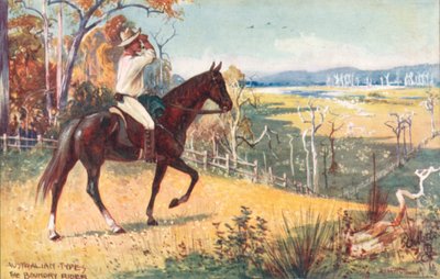 Australské typy: Boundary Rider (barevná litografie) od Albert Henry Fullwood