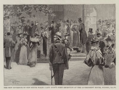 První přijetí nové guvernérky Nového Jižního Walesu lady Duffové ve vládním domě v Sydney, Nový Jižní Wales od Albert Henry Fullwood
