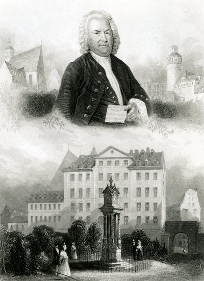 Portrét Johanna Sebastiana Bacha (1685-1750) a pomník od Albert Henry Payne