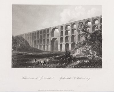 Viadukt přes Golzschthal, Sasko, kolem roku 1840 od Albert Henry Payne