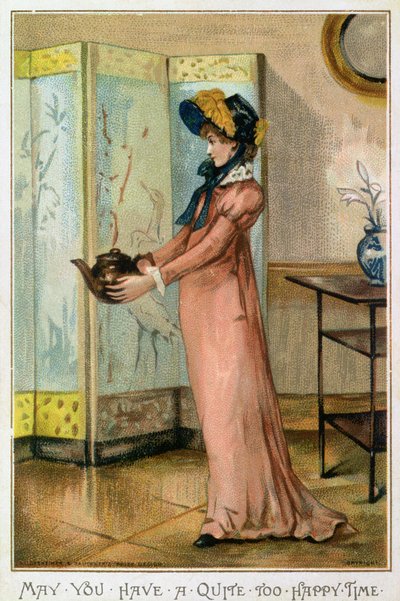 May You Have A Docela Too Happy Time, Viktoriánské vánoční přání, vydané nakladatelstvím Hildesheimer und Faulkner, Londýn, kolem roku 1880 od Albert Jnr. Ludovici