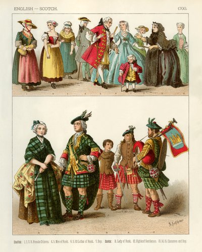 Anglické a skotské kostýmy 1700 od Albert Kretschmer