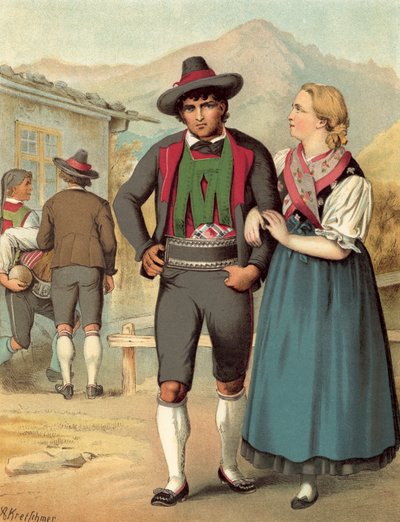 Německý kroj, Tyrolsko, Meran od Albert Kretschmer