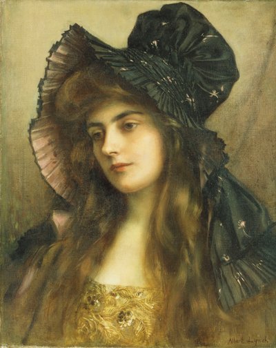 Mladá kráska v černém klobouku, od Albert Lynch