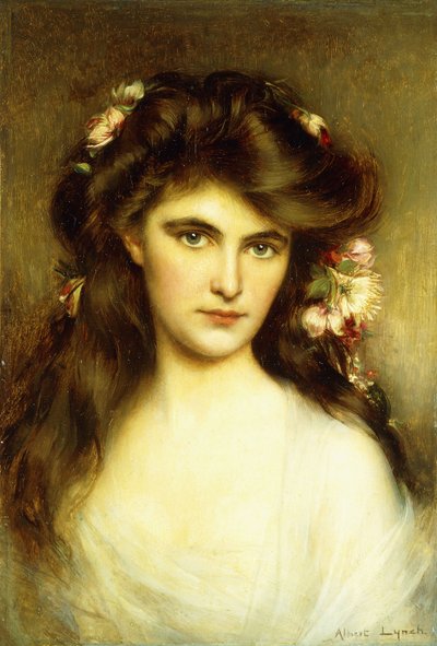 Mladá kráska s květinami ve vlasech, od Albert Lynch