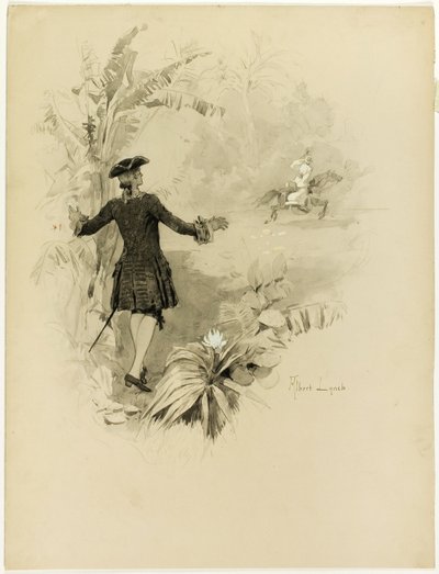 Studie k ilustraci k filmu Aline, královna z Golcondy od Albert Lynch