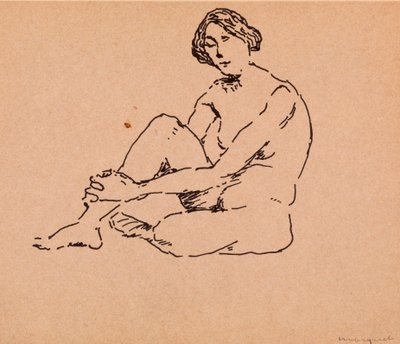 Nahý sedící (pero a inkoust na papíře) od Albert Marquet