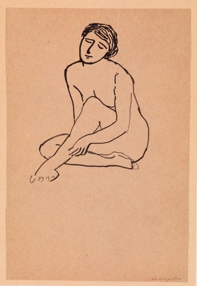 Nahá žena sedí (pero a inkoust na papíře) od Albert Marquet