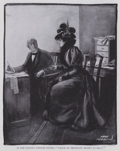 V redaktorově soukromé kanceláři: "Mám důležité tajemství k prodeji!" (litho) od Albert Morrow