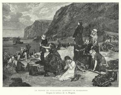 Guillaumeova flotila opouštějící Normandii (rytina) od Albert Pierre René (after) Maignan