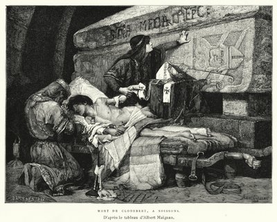 Death Of Clodebert, At Soissons (rytina) od Albert Pierre René (after) Maignan