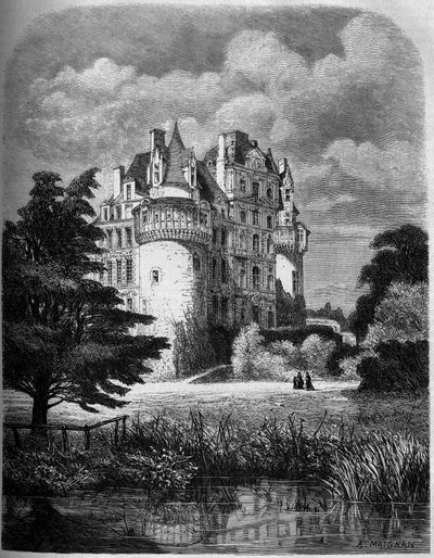 Chateau de la Loire: vnější pohled na Chateau de Brissac (renesanční architektura od Albert Pierre Rene Maignan
