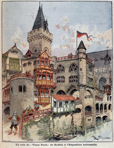 Koutek Robidovy „Staré Paříže“ na světové výstavě. Obálka "" Malý Francouz ilustrovaný"" z 26.5.1900. od Albert Robida