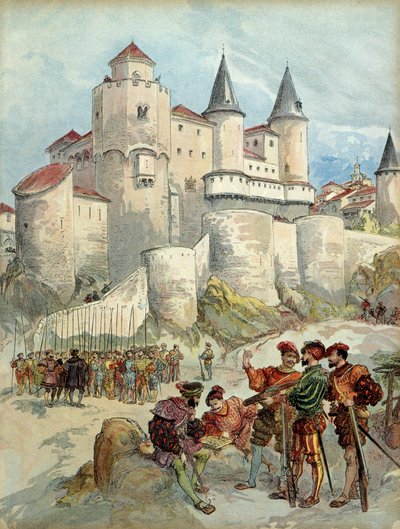 Vězeň Francois 1. (1494-1547) byl až do roku 1526 zavřený ve věži Alcazaru v Madridu (Španělsko). Ilustrace od Albert Robida