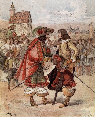 Plachost kapitána Bellormeaua - "Jsem rád, že tě vidím živého." Postava z knihy Alberta Robidy. Obálka "" Malý Francouz ilustrovaný""" z 2.12.1899. od Albert Robida