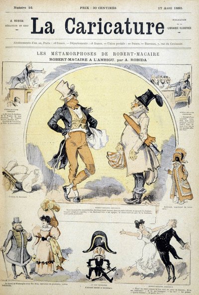 Karikatury o herci Robertu Macairovi od Robida, cov. "" La karikatura "" 17/7/1880. od Albert Robida