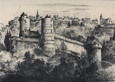 Chateau de Fougeres - hradní pevnost v departementu Ille-et-Vilaine. Stará Francie - Bretaň - text, kresby a litografie, Albert Robida (1848-1926) nedatováno konec 19. stol. od Albert Robida