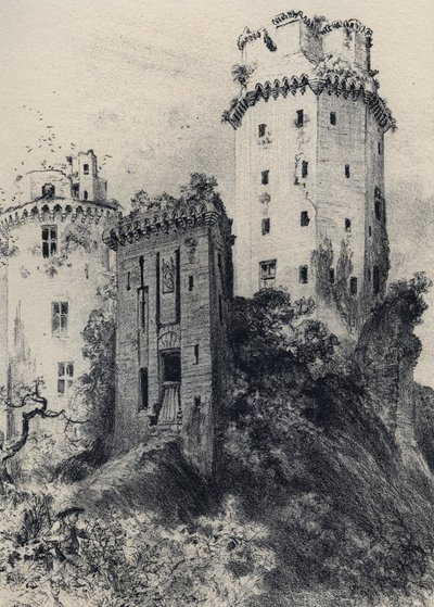 Pevnost Largoet (věže elfů) - Stará Francie - Bretaň - text, kresby a litografie, Albert Robida (1848-1926) nedatováno koncem 19. století od Albert Robida