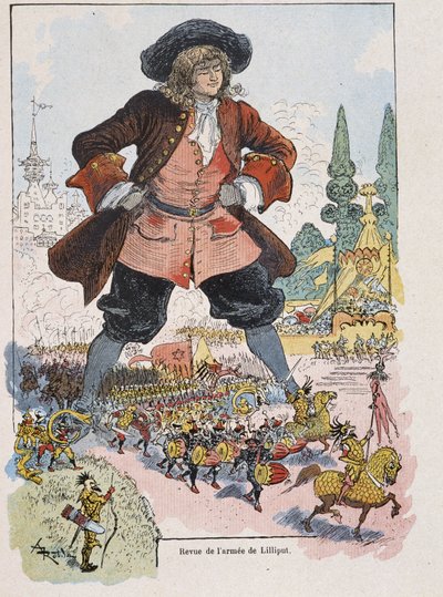 Gulliver at the Lilliput Arm Review - v “” Gulliver Voyages”” od Swift, ill. od Robida od Albert Robida