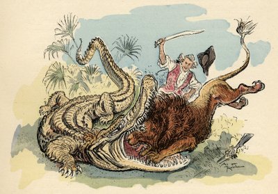 Ilustrace Albert Robida v „“Historie a dobrodružství barona de Munchausen“ (Munchhausen), H. Laurens Ed., konec 19. století.““ od Albert Robida