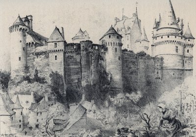 Zámek fort de Vitre v Ille-et-Vilaine - Stará Francie - Bretaň - text, kresby a litografie, Albert Robida (1848-1926) nedatováno konec 19. století od Albert Robida