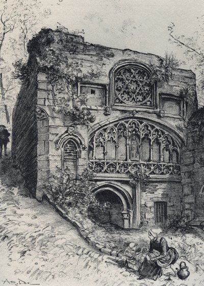 La fontaine des carmelites in morlaix - Stará Francie - Bretaň - text, kresby a litografie, Albert Robida (1848-1926) nedatováno konec 19. stol. od Albert Robida