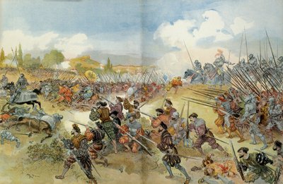 Devátá italská válka (1542-1546): bitva u Cherry (Itálie) od Albert Robida