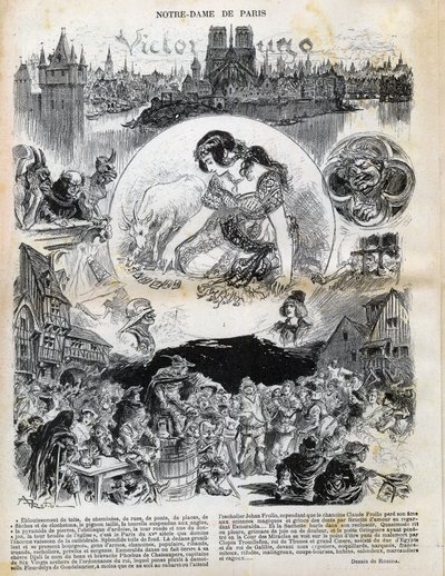 Notre Dame de Paris od Victora Huga (1802-1885) (Notre-Dame de Paris) kresba Alberta Robidy (1848-1926) v „“ Le rire “ z roku 1902 od Albert Robida