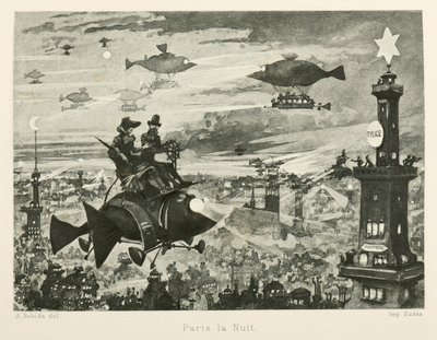 Paříž v noci, dvacáté století, 1880. od Albert Robida