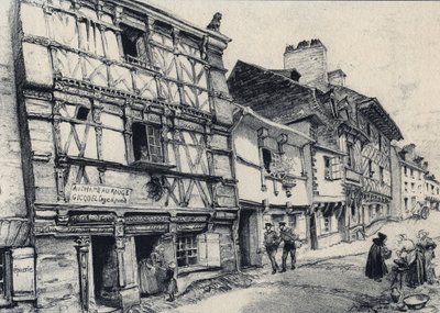 Rue Fardel a Saint Brieuc (Saint-Brieuc) - Stará Francie - Bretaň - text, kresby a litografie, Albert Robida (1848-1926) nedatováno konec 19. stol. od Albert Robida