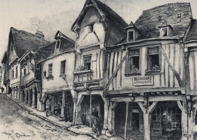 Rue Poterie a Fougeres v departementu Ille-et-Vilaine - La vieille Francie - La Bretagne - text, kresby a litografie, Albert Robida (1848-1926) od Albert Robida