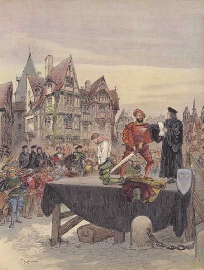 Saint Vallier je omilostněn na lešení od Albert Robida