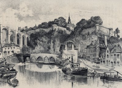 Město Dinan - Stará Francie - Bretaň - text, kresby a litografie, Albert Robida (1848-1926) nedatováno konec 19. stol. od Albert Robida