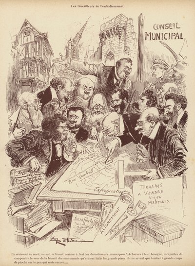 The Workers of the Disfiguration: plánovací oddělení městské rady (litho) od Albert Robida