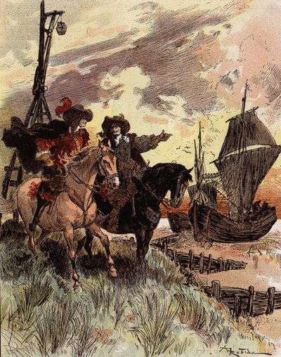 Plachost kapitána Bellormeaua – „“ Bellormeau si prohlédl Fort Philippe““. Postava z knihy Alberta Robidy. Obálka "" Malý Francouz ilustrovaný""" z 16.12.1899. od Albert Robida