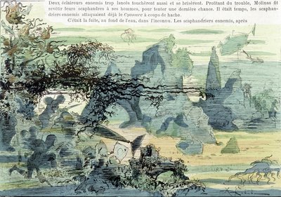 Podvodní válečná scéna. V „Válka ve 20. století“ od Robidy, konec 19. století. od Albert Robida