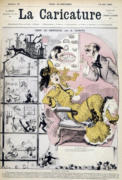 Žena u zubaře - od Robidy, v „“La karikatuře“““ z 12.06.1880. od Albert Robida