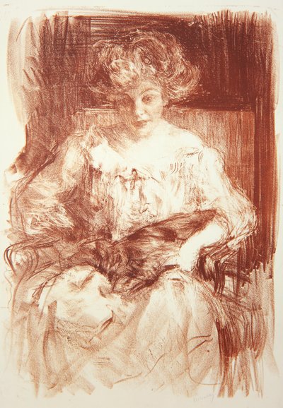 Paní. H. V. Milbank ve Ferby Lodge s Bebearem, kolem roku 1907 od Albert de Belleroche