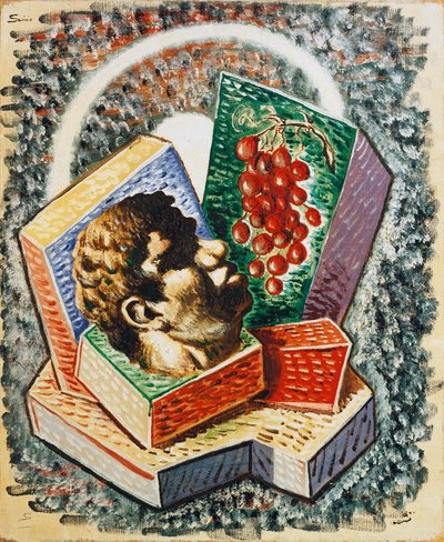 Testa con uva (Hlava s hrozny) (olej na plátně) od Alberto  Savinio