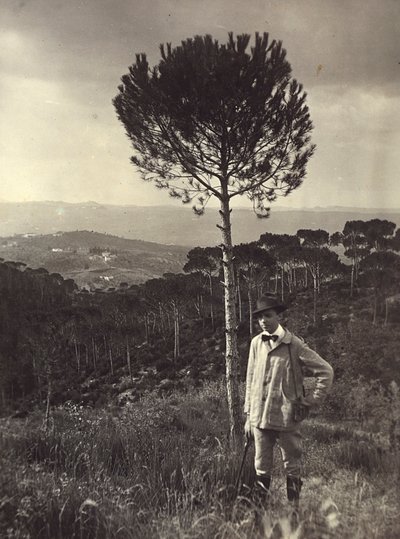 Z alba "Ricordi fiorentini" (Vzpomínky na Florencii), portrét malíře Memo Ghiniho na venkově, 27.8.1919 (čb foto) od Alberto Fierli