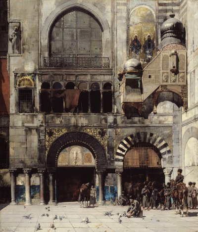 Čerkesská kavalérie čeká na svého velícího důstojníka u dveří byzantského monumentu, Memory of the Orient, 1880 od Alberto Pasini