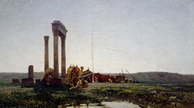 Ruiny chrámu v poušti od Alberto Pasini